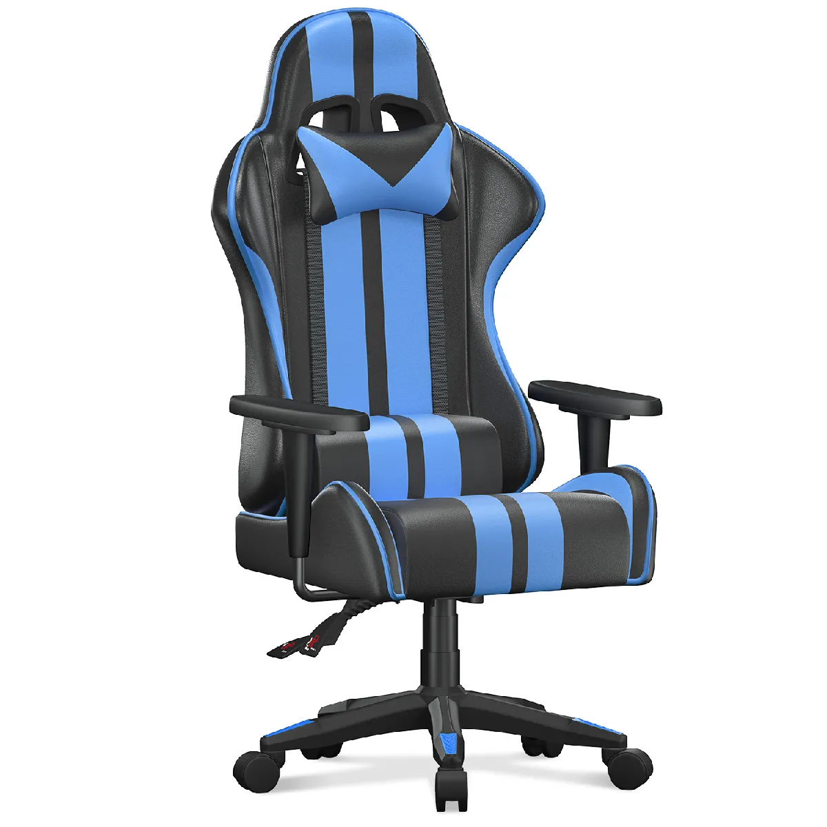 Fauteuil Gamer - BIGZZIA Chaise Gaming Ergonomique - Siège Gamer avec appui-tête et oreiller lombaires - Inclinable 90 °-155 ° -Noir et Bleu