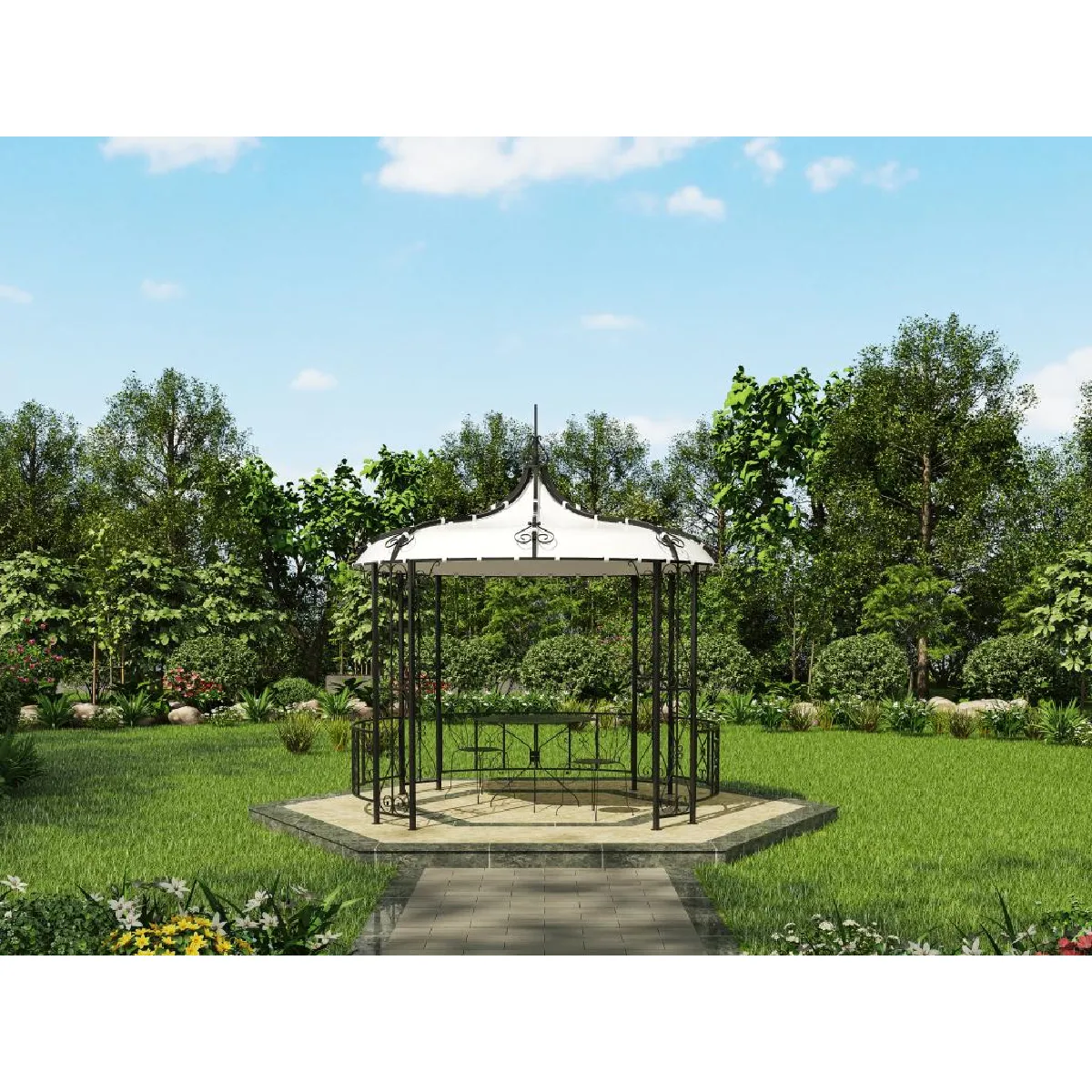 Kiosque de jardin TILCARA en métal façon fer forgé D300 x H290cm - Noir