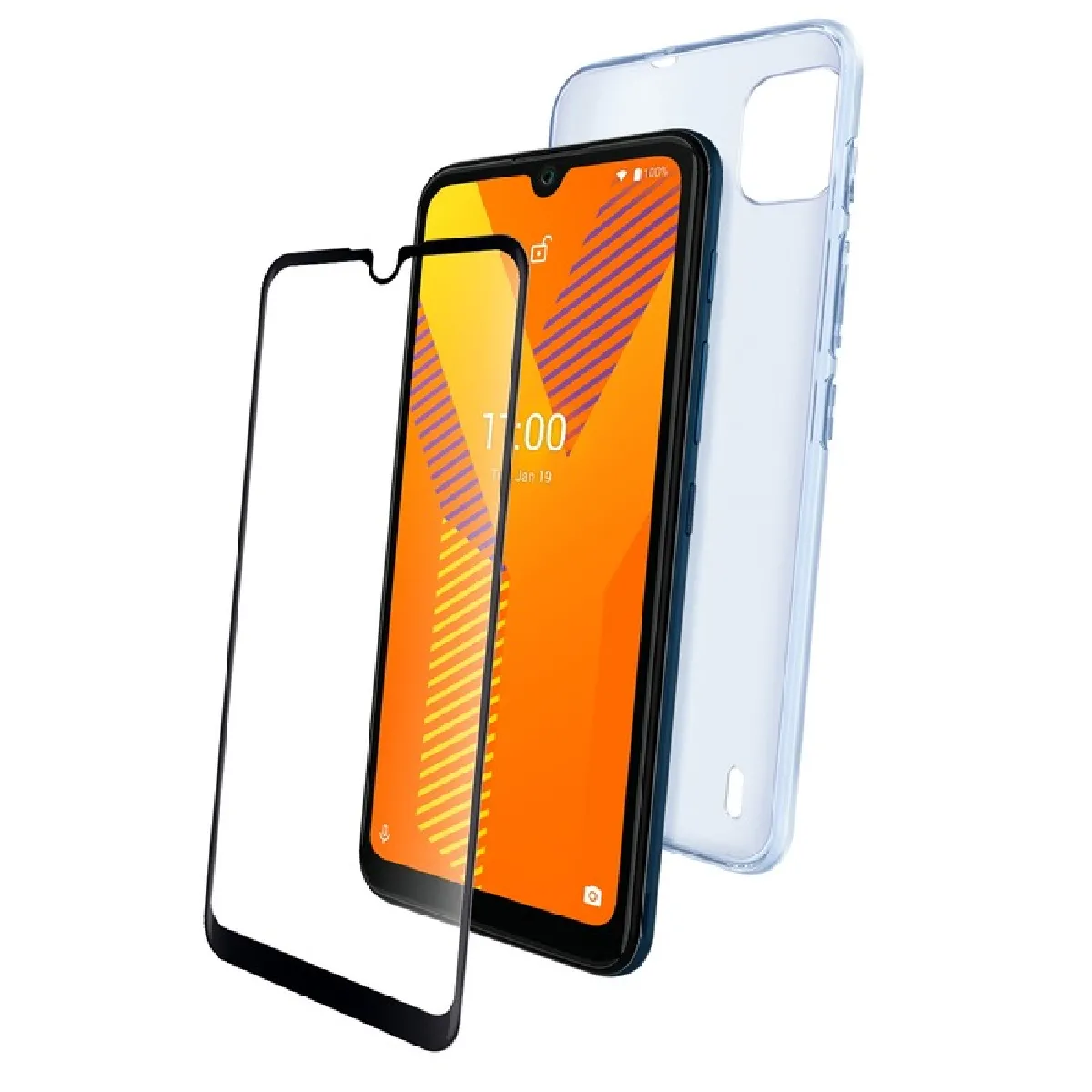 Wiko Pack Coque et protège-écran pour Wiko Y62 / Power U20 Flexible et Anti-rayure Noir transparent