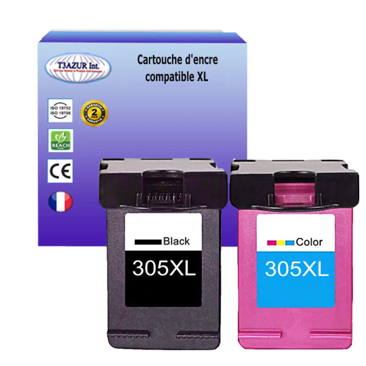 1+1 Cartouches d'encre compatibles remplace HP 305 XL Noire+ Couleur pour HP Envy Pro 6430 6430e 6432 6432e