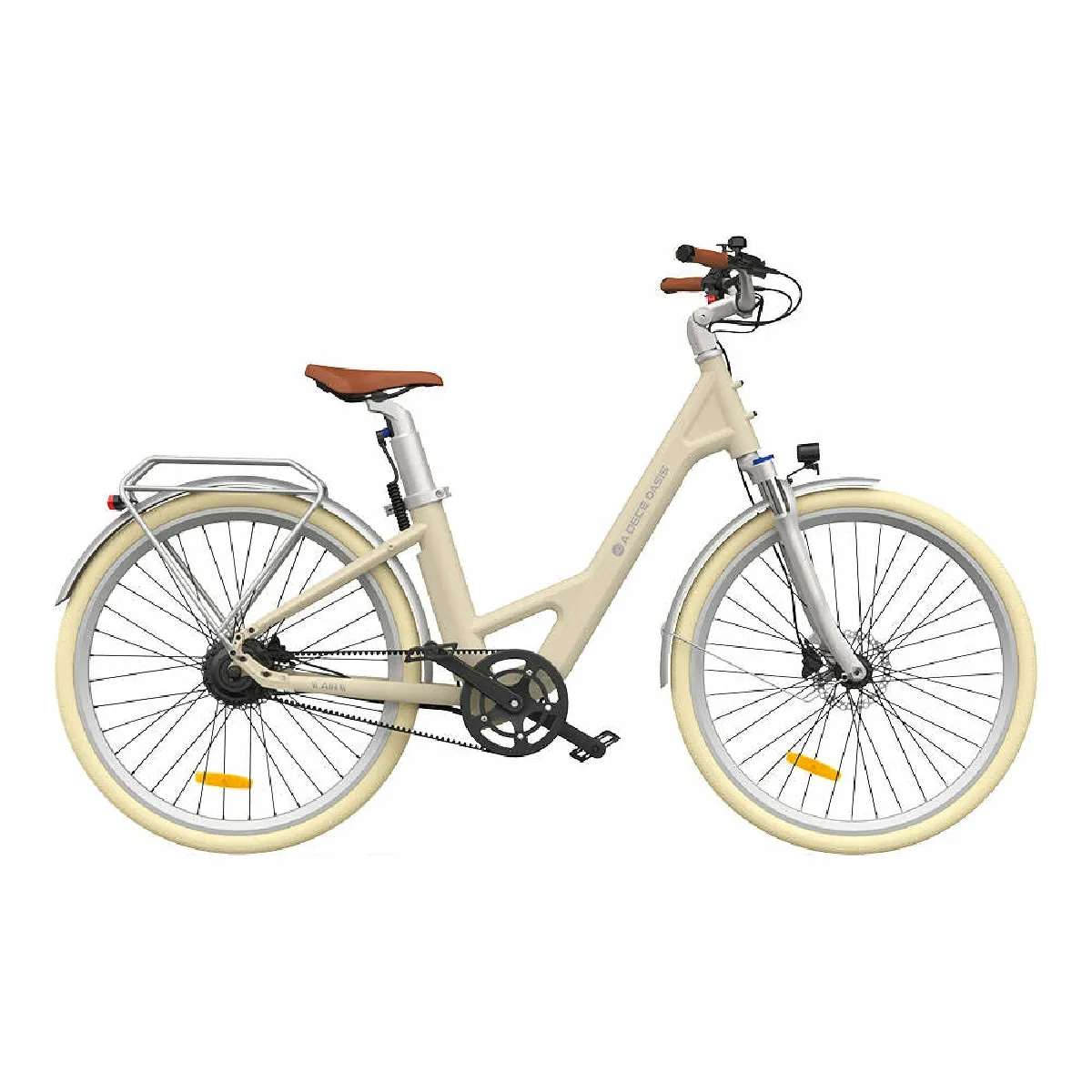 Vélo électrique ADO Air 28 Pro - Moteur 250W Batterie 36V9.6Ah Assisté Autonomie 100KM Freins à Disque Hydrauliques - Beige