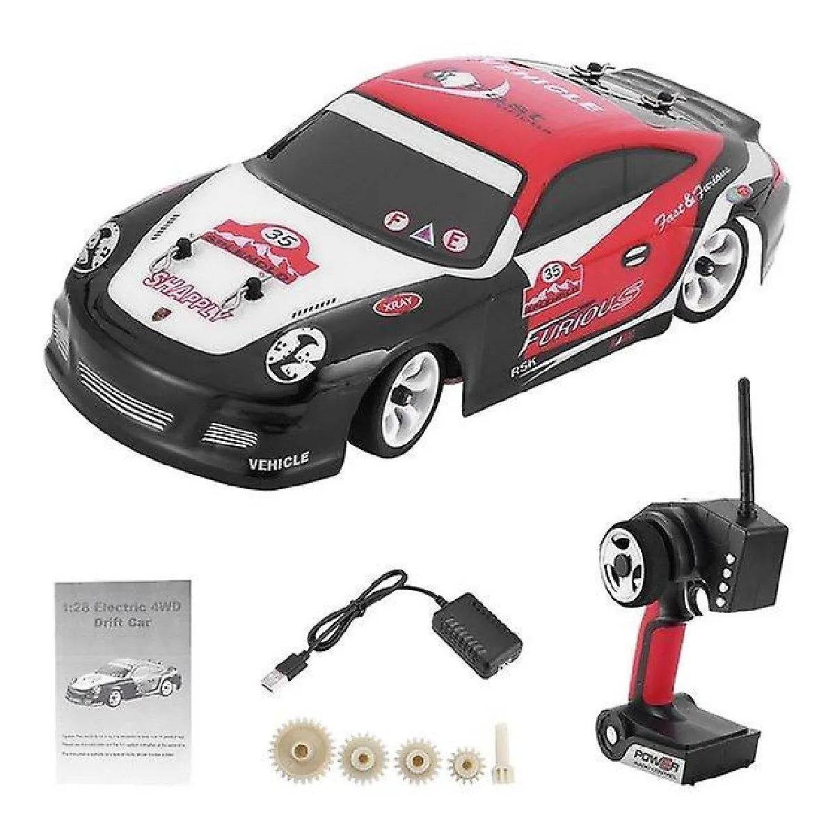 K989 1/28 4WD Brosse RC Télécommande Rally Car RTR avec émetteur Véhicule de course antidéflagrant (K969)