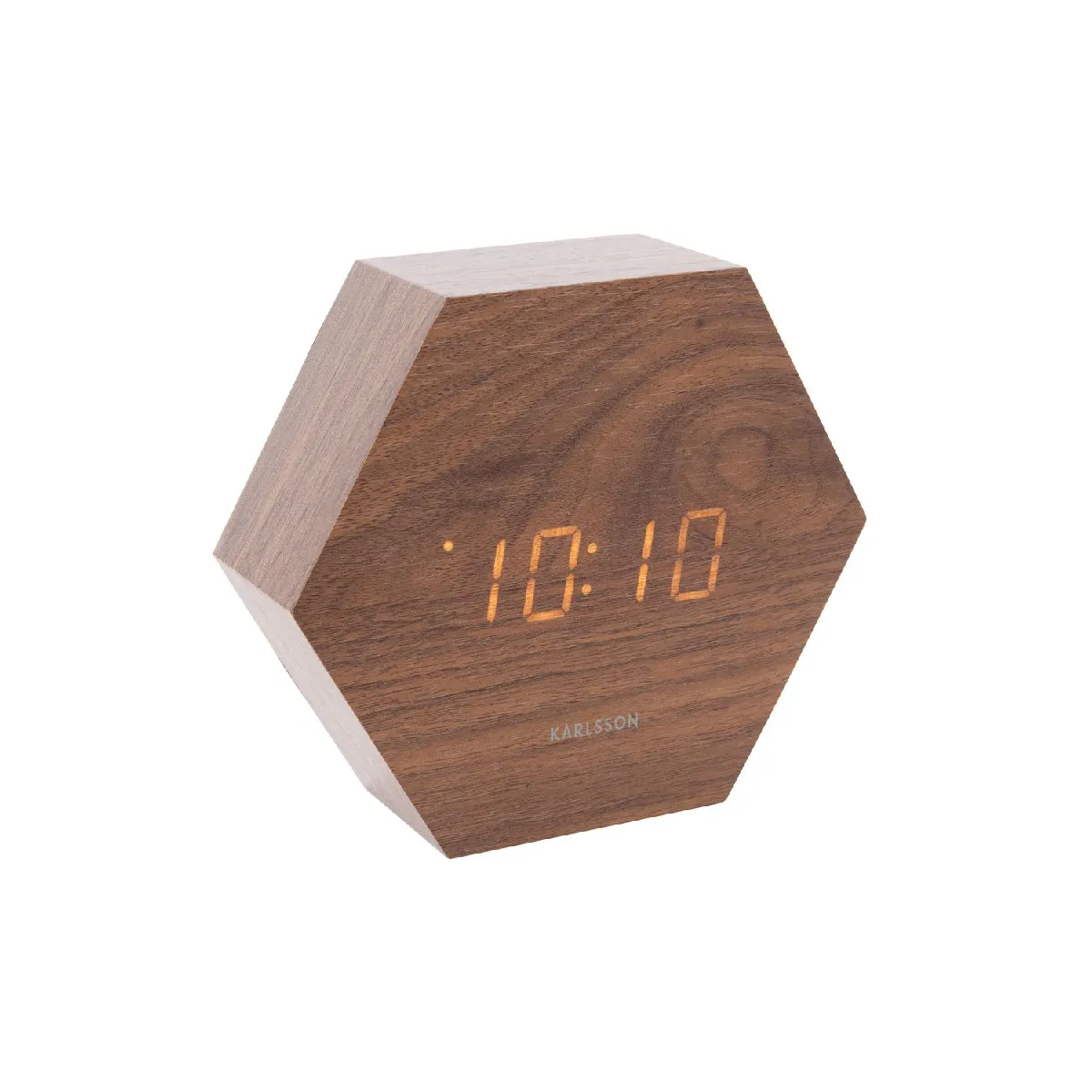 Horloge réveil en bois Square - H. 11 cm - Marron