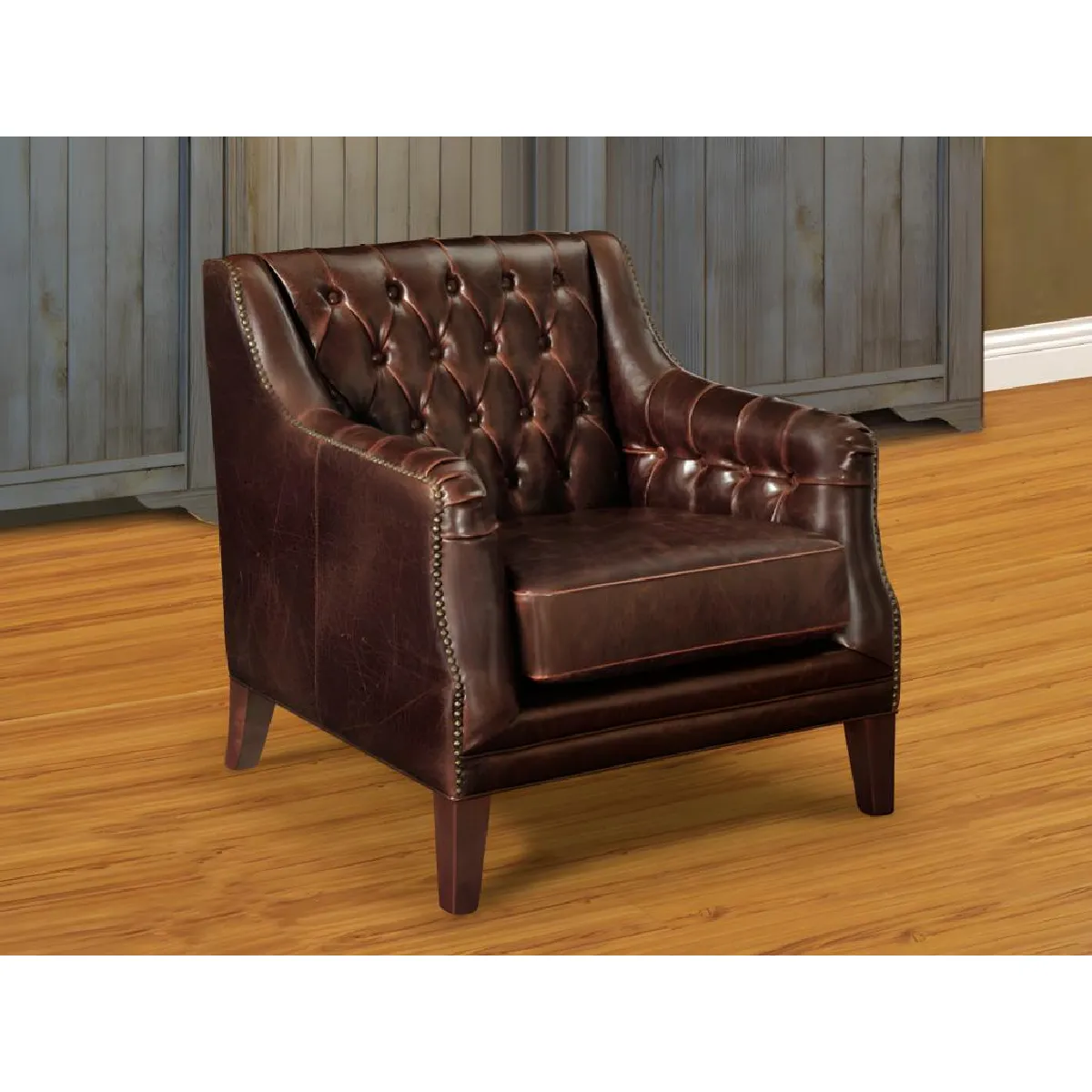 Fauteuil en cuir COLBERT - Marron