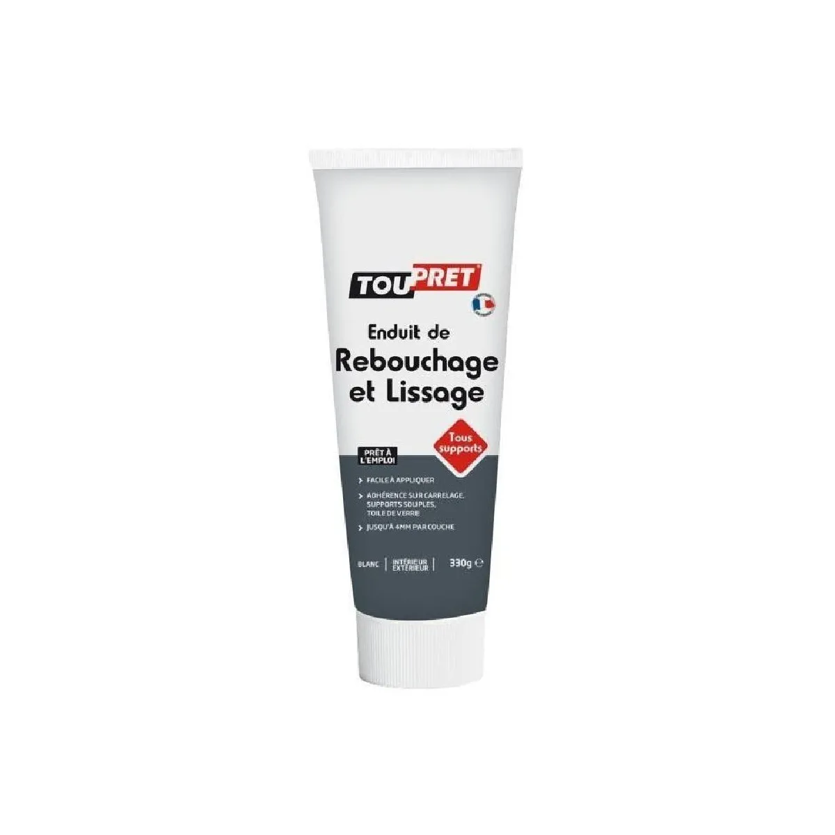 TOUPRET Enduit de rebouchage et lissage tous supports en tube 330 g