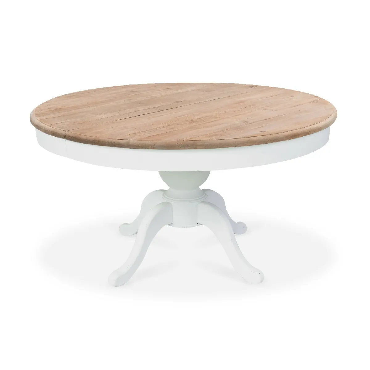 Table ronde extensible en bois SIDONIE blanc