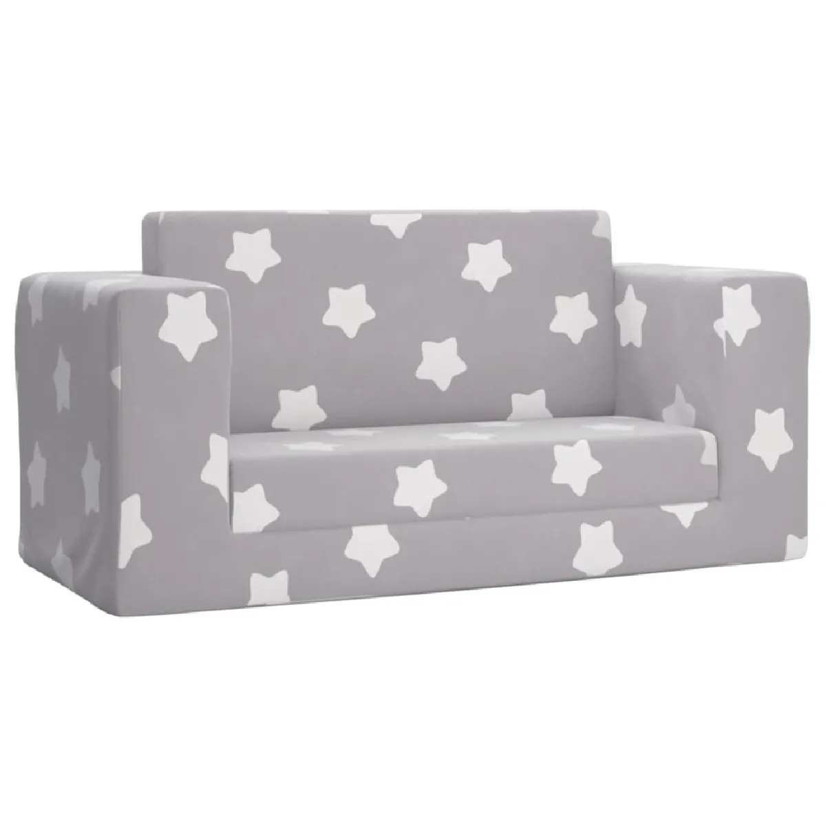 Canapé-lit convertible à 2 places, Clic-Clac pour enfants gris clair étoiles peluche douce -GKD58989