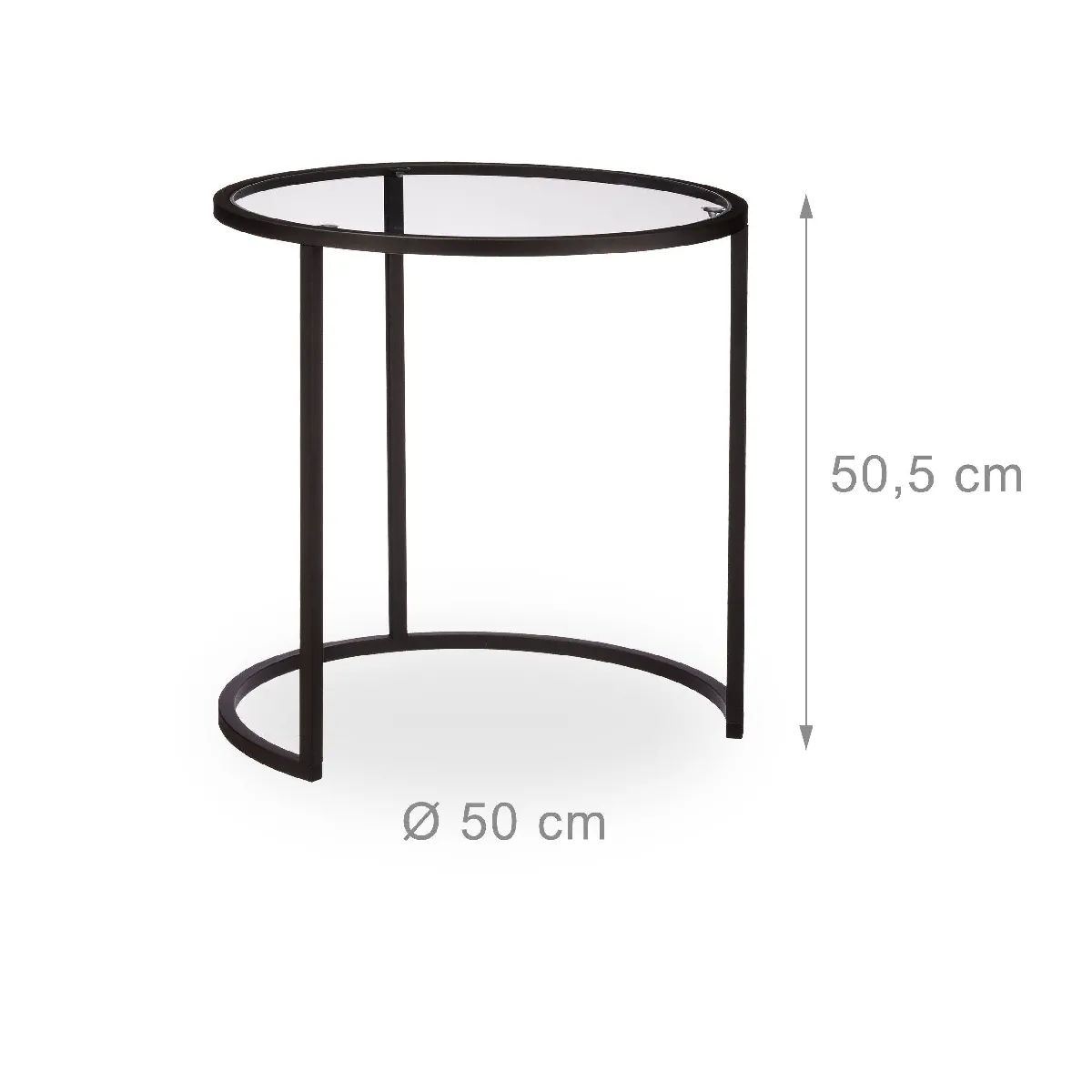 Lot de 2 tables basse d'appoint verre gigogne noir 13_0002660