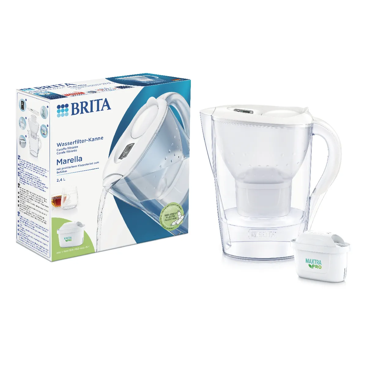 Brita Marella Filtre à eau pour carafe 2,4 L Transparent, Blanc