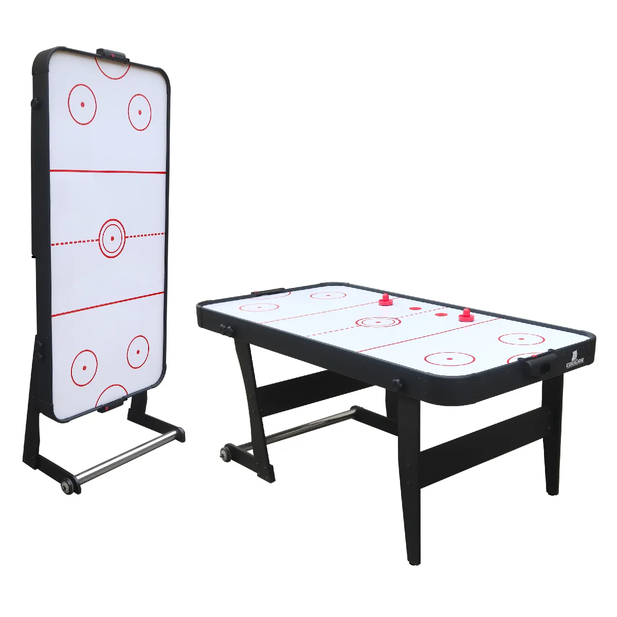 Cougar Air Hockey de Table Pliable Icing XL pour l'intérieur - Accessoires inclus - Table jeu Airhockey Adulte & Enfant