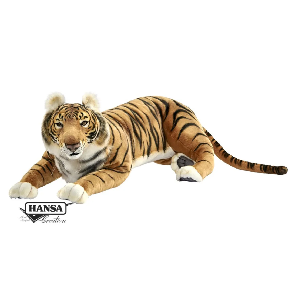 Hansa peluche geante Tigre Brun Couché 100cmL