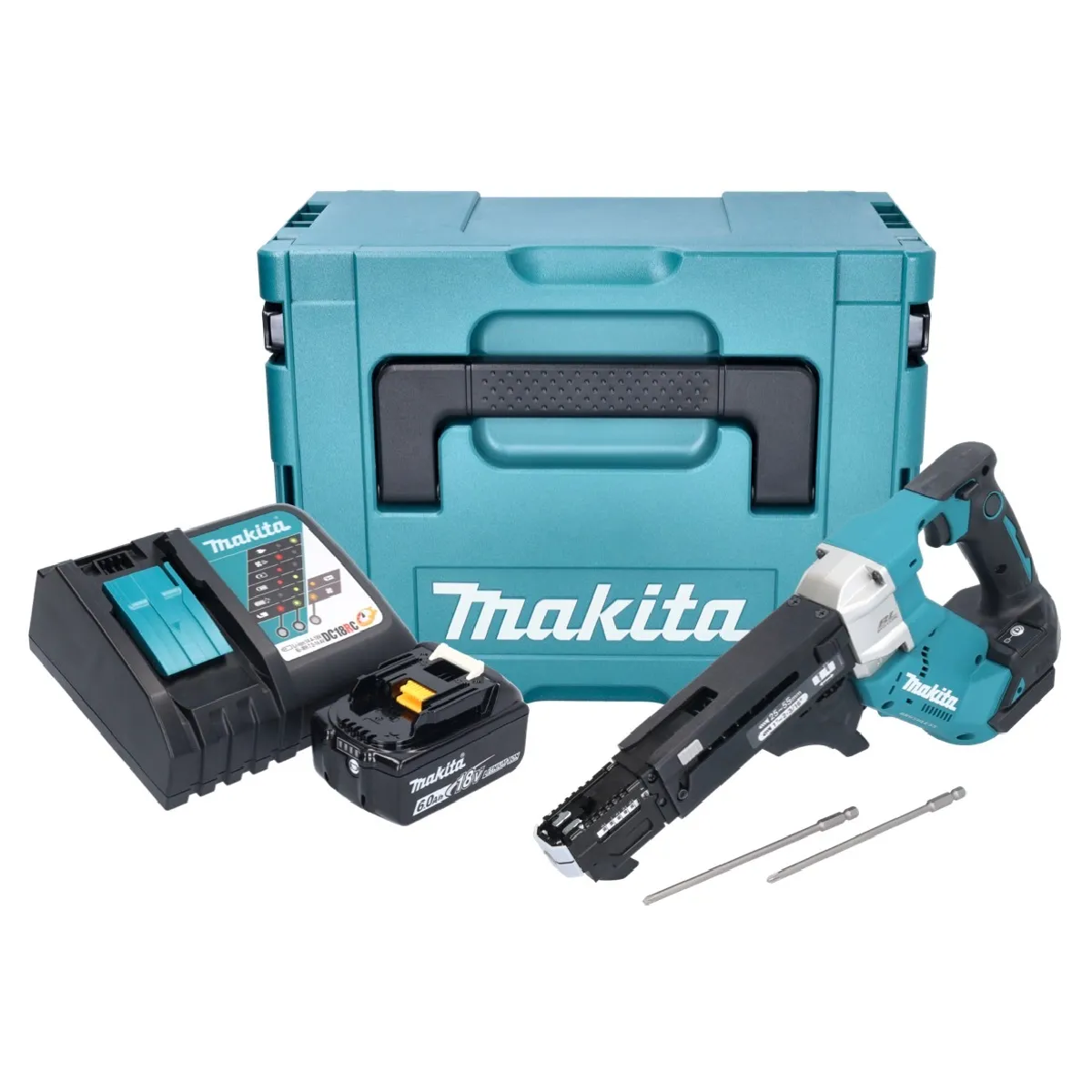 Makita DFR551RG1J Visseuse automatique sans fil 25 - 55mm 18V Brushless + 1x Batterie 6,0Ah + Chargeur + Coffret Makpac