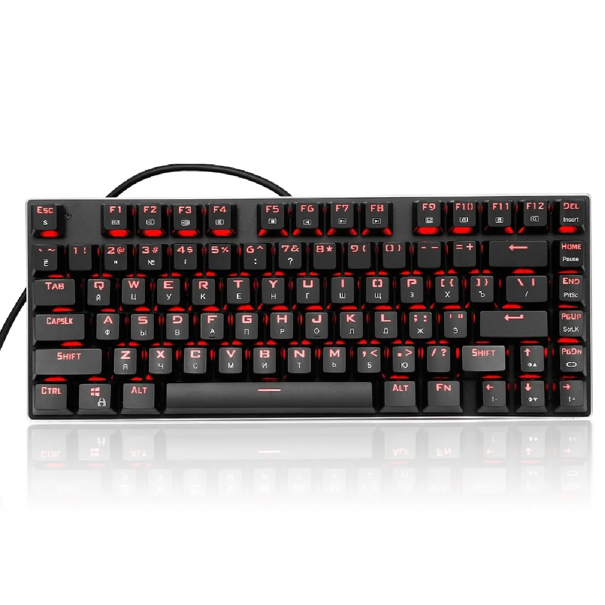 Clavier mécanique avec commutateur rétroéclairé RVB de location russe Compact 81 clés Clavier en aluminium Gamer Machine à écrire - Clavier