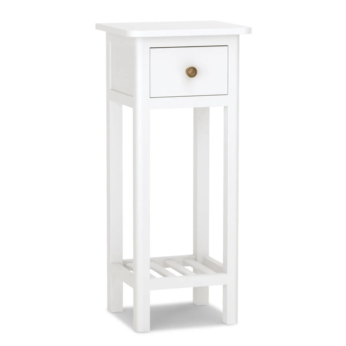 Table d'appoint bouts de canapé avec tiroir et étagère aucun assemblage petite table haute étroite pour chambre salon entrée 35 x 30 x 80 cm blanc 20_0005203