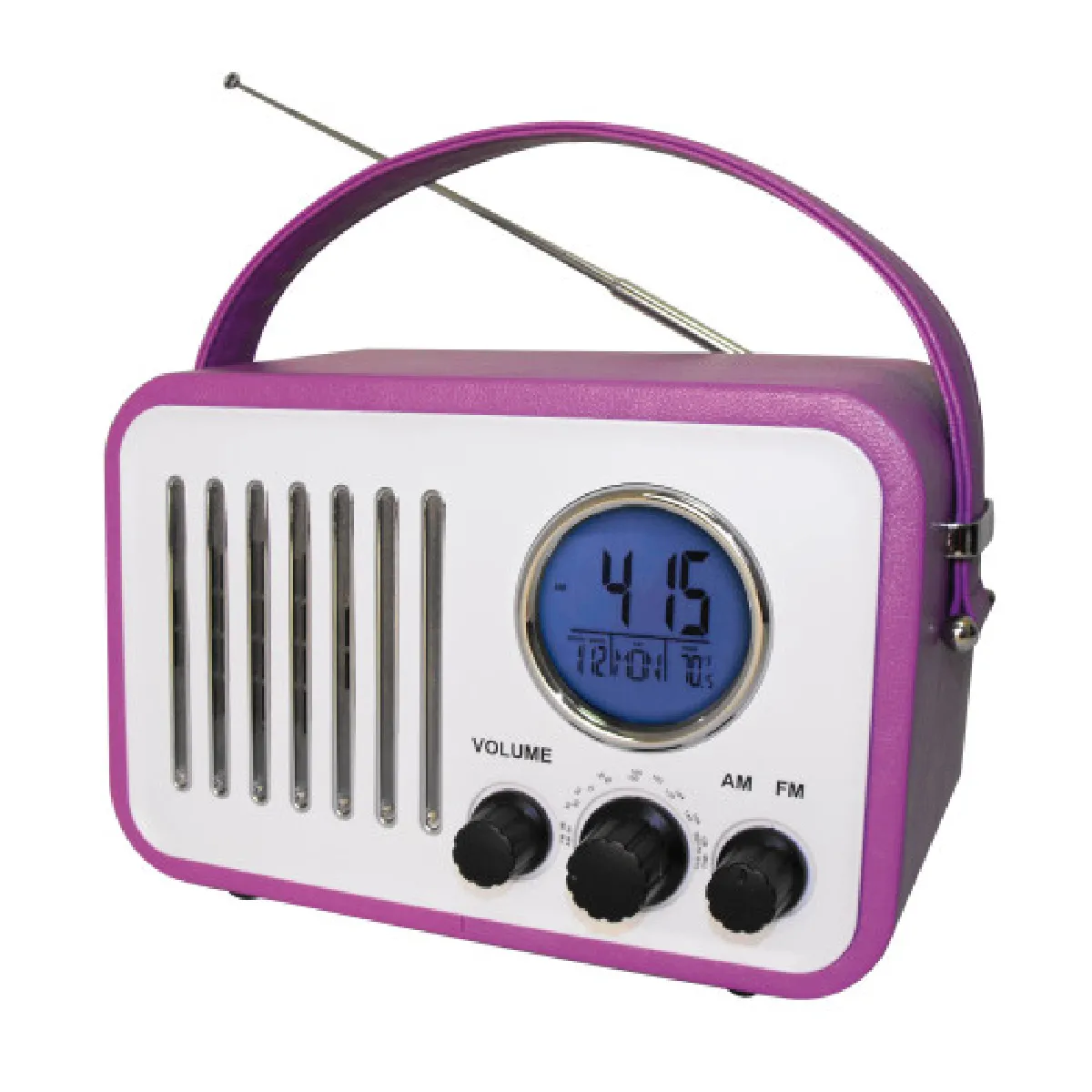 Radio-réveil Vintage portative mauve