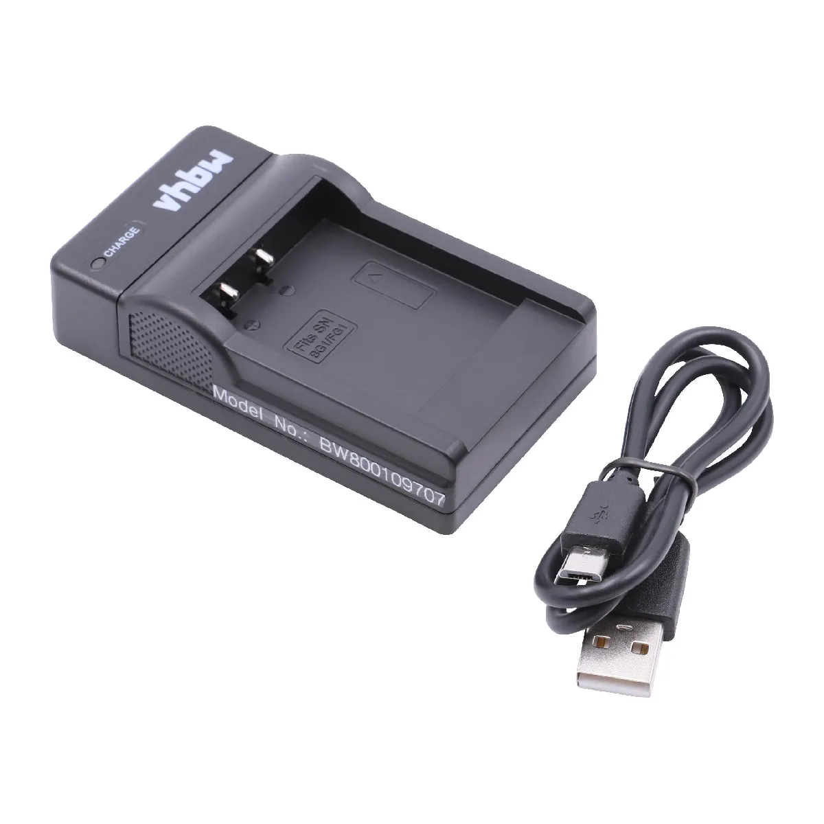 vhbw chargeur Micro USB avec câble pour caméra Sony Cybershot DSC-H20, DSC-H3, DSC-H50, DSC-H55, DSC-H7, DSC-H70, DSC-H9, DSC-H90, DSC-HX10.