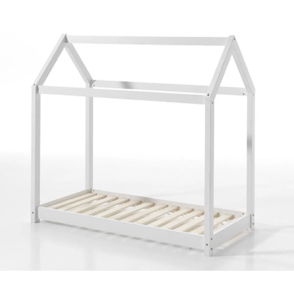 Vipack Lit cabane 70x140cm pin massif laqué Blanc