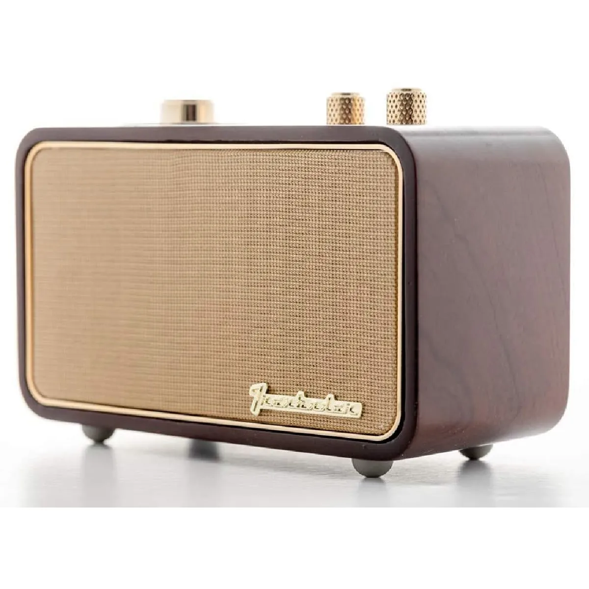 Haut-parleur Bluetooth rétro, petit haut-parleur avec radio pour la maison intérieure. Haut-parleur portable rechargeable, style vintage en bois(Brun)