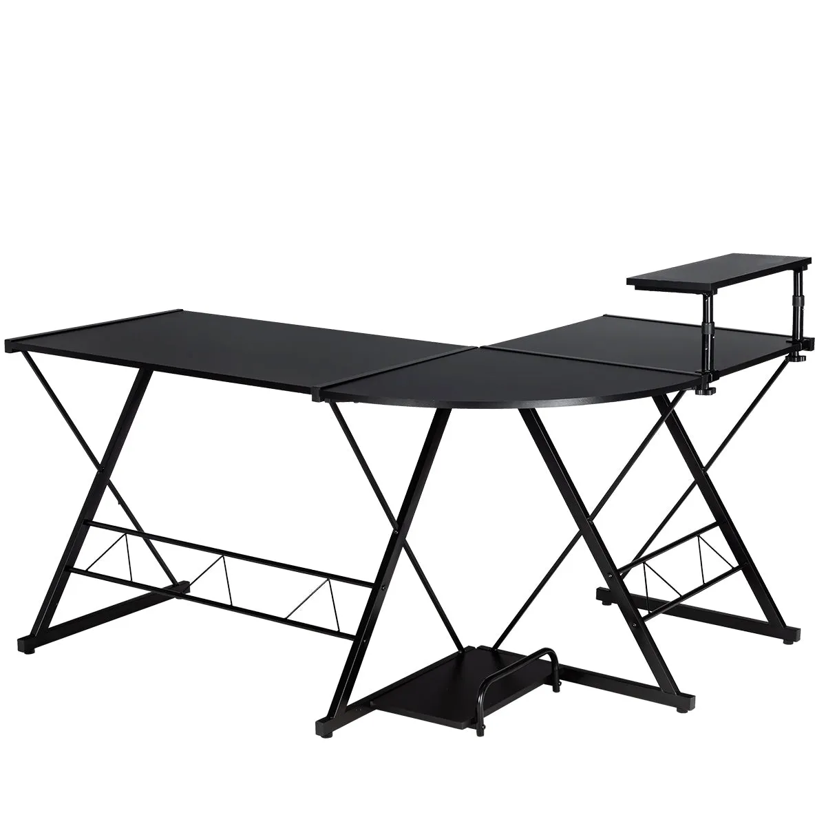 Bureau d'angle en forme l détachable avec support pour moniteur 147 x 112 x 75 cm noir 20_0004818