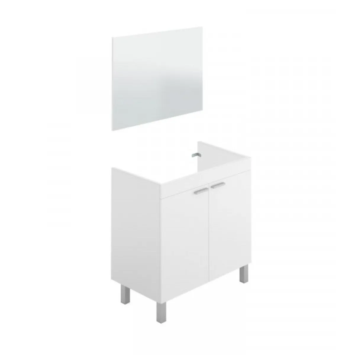 Meuble sous vasque 80 cm + Miroir Blanc - TICLY