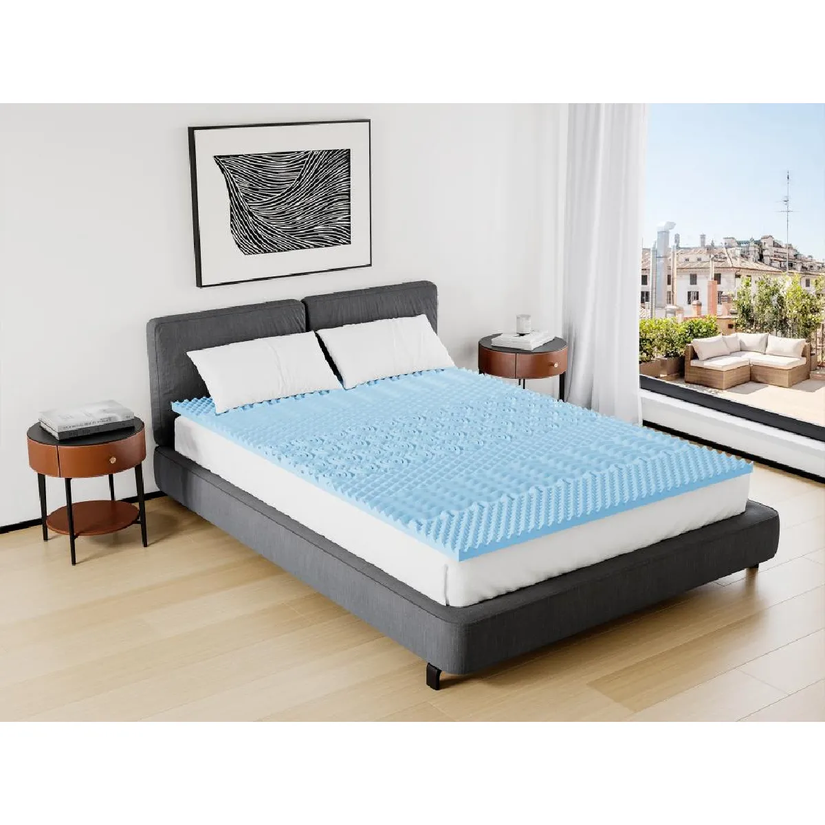 Surmatelas 180 x 200 cm mémoire de forme 7 zones rafraîchissant ép.5cm - VENARI de YSMÉE