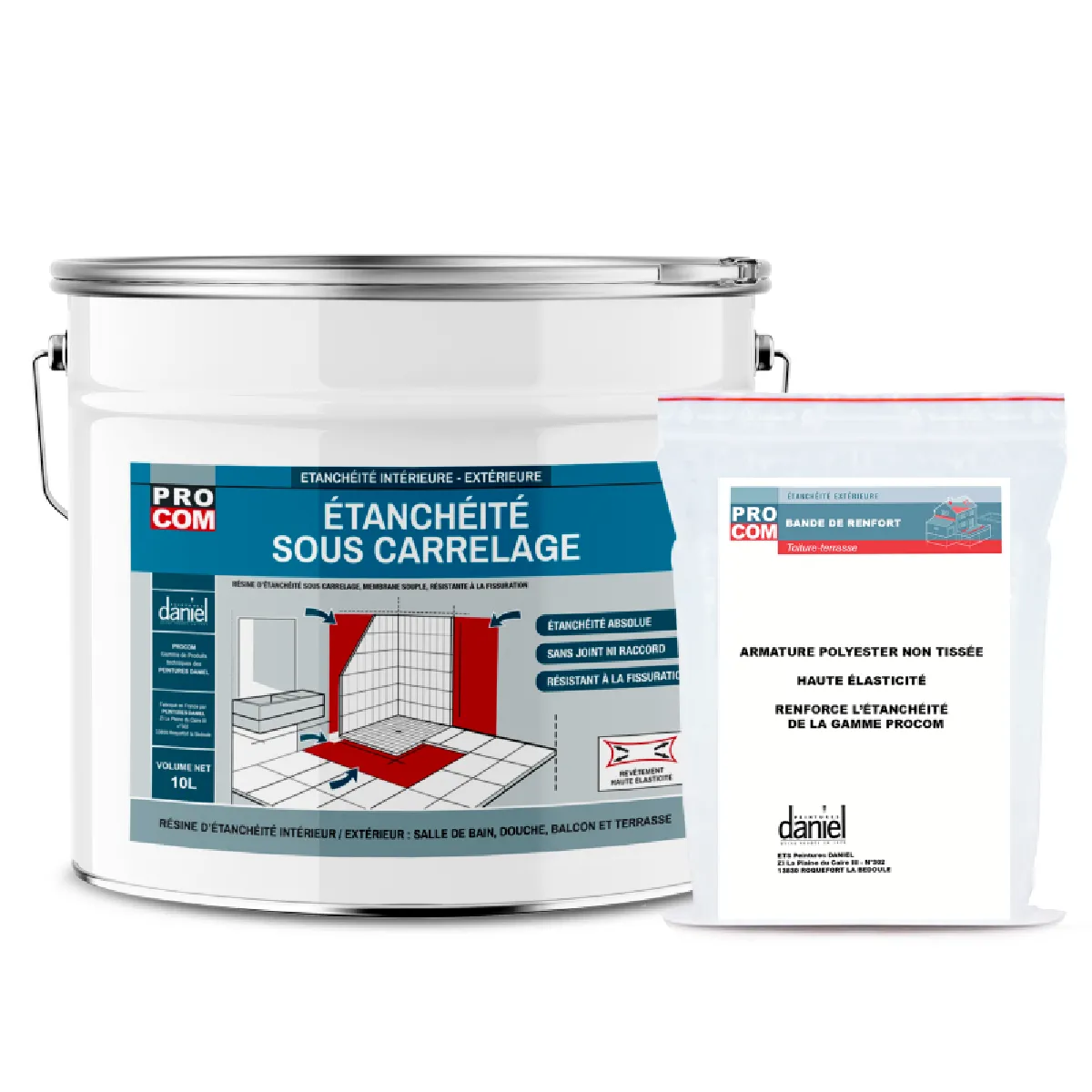 Etancheite sous carrelage, KIT douche, salle de bain, pièce humide - résine d'imperméabilisation, protection à l'eau - PROCOM-10 litres-Bleu