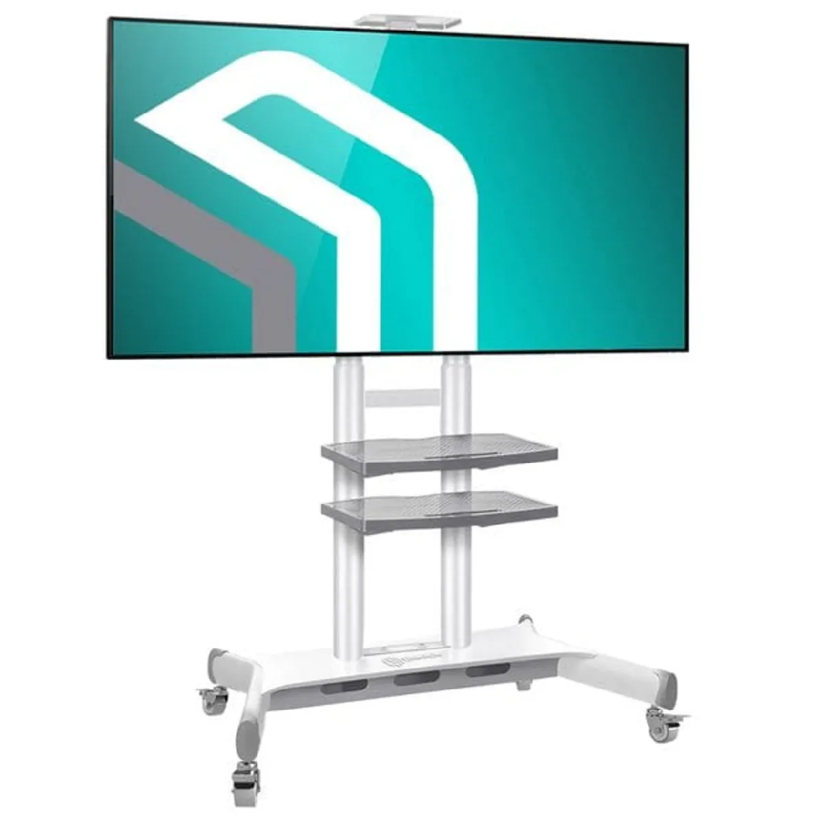 ONKRON Support TV sur Pied avec Roulettes pour 50" - 86" TVs, Support Ecran Mobile Poids de 90,9 kg, Pied TV Sur Roulette VESA 200x200 - 800x500/TV Chariot à Roulettes Hauteur Réglage TS1881-W Blanc