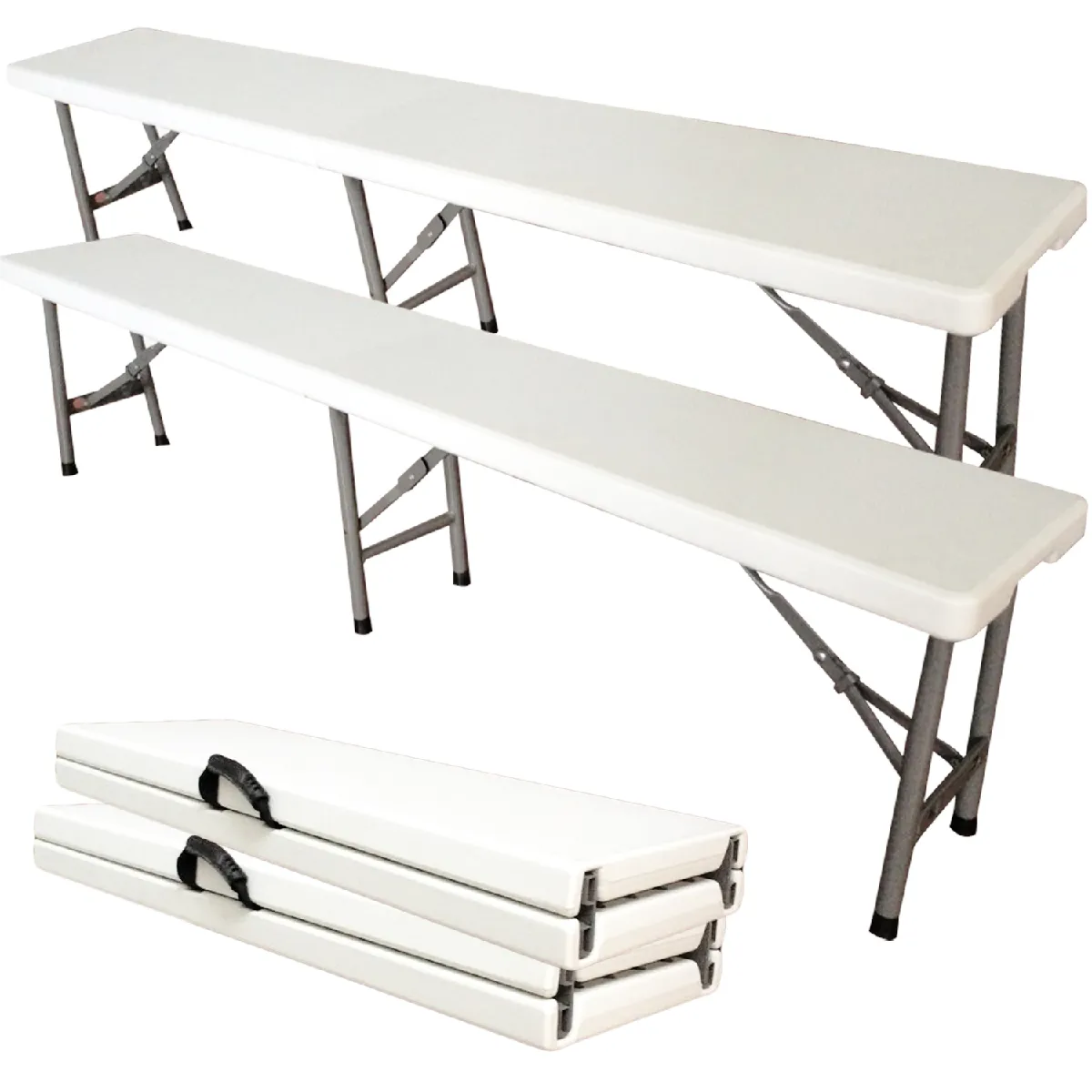 Banc en Plastique Robuste, 183 x 43 x 30 cm, Blanc