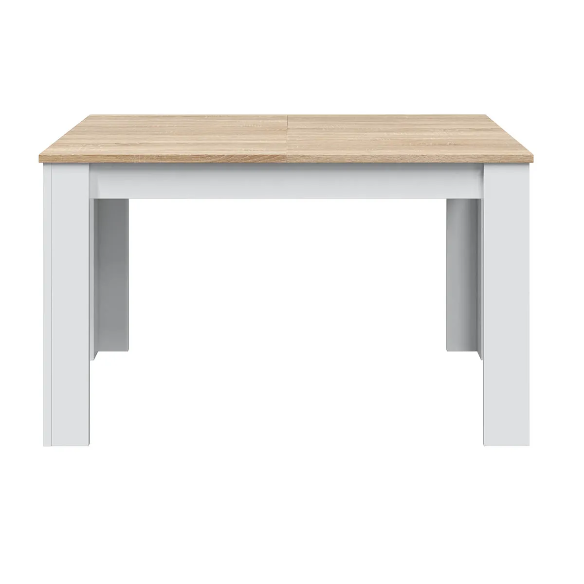 Table a manger Extensible en chêne canadian et blanc Artik - Hauteur 78 x Longueur 140-190 x Largeur 90 cm