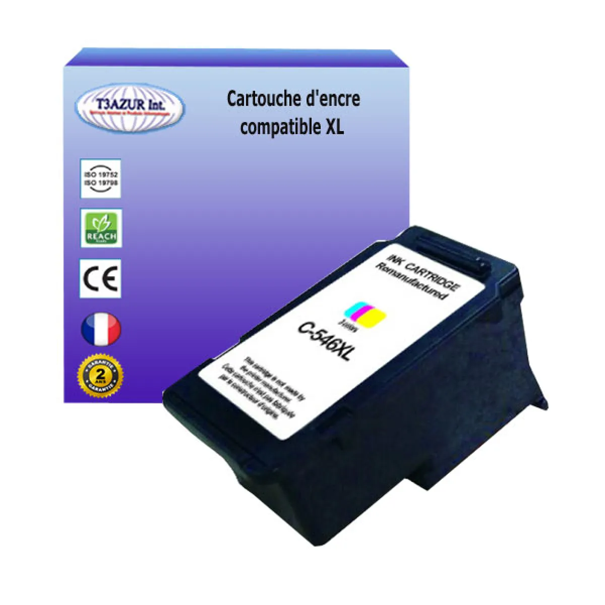 Cartouche compatible avec Canon Pixma TS3300 TS3350 TS3351 TS3352 remplace Canon CL546XL Couleur - T3AZUR