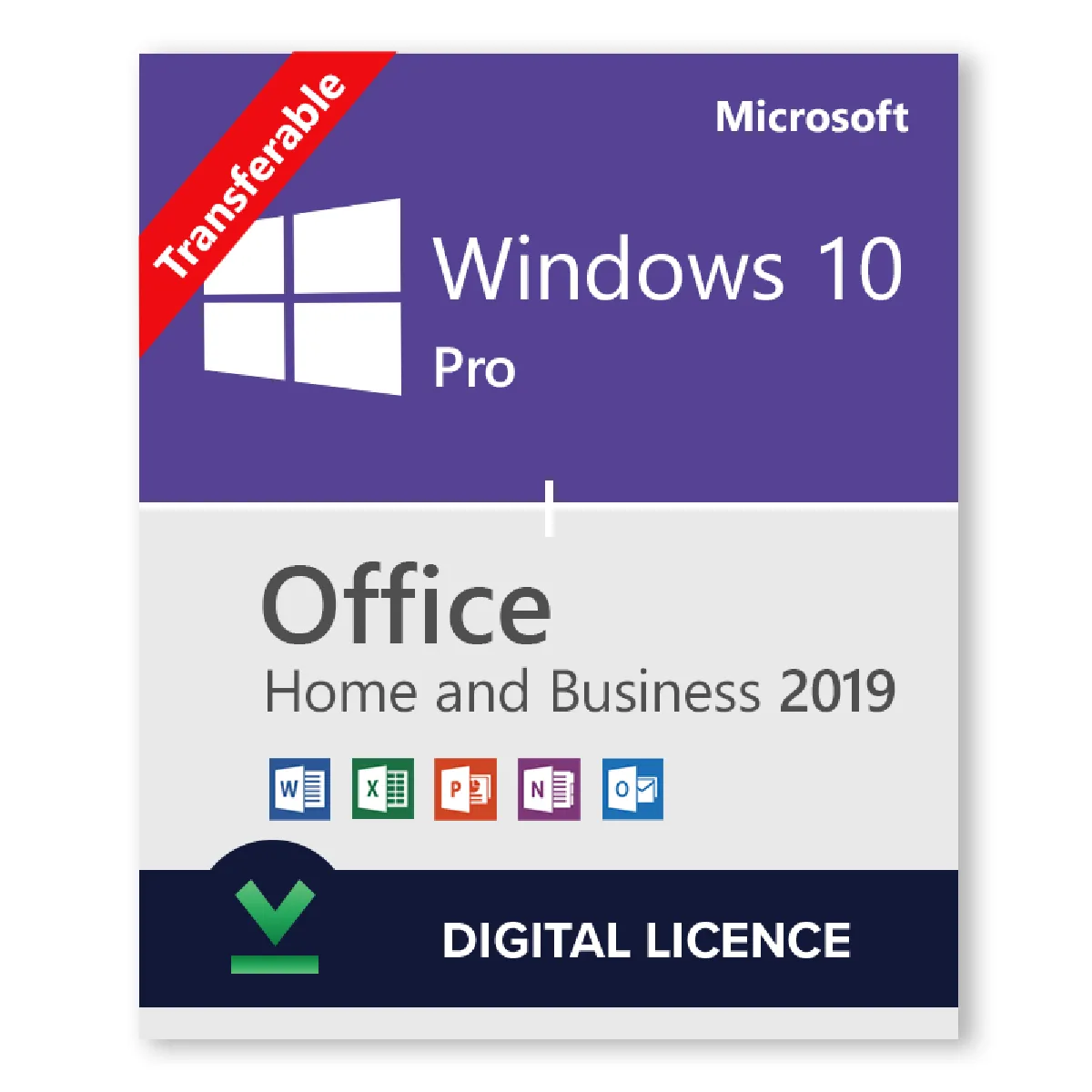 Windows 10 Pro + Microsoft Office 2019 Famille et Petite Entreprise - Bundle de licences numériques - Logiciel en téléchargement