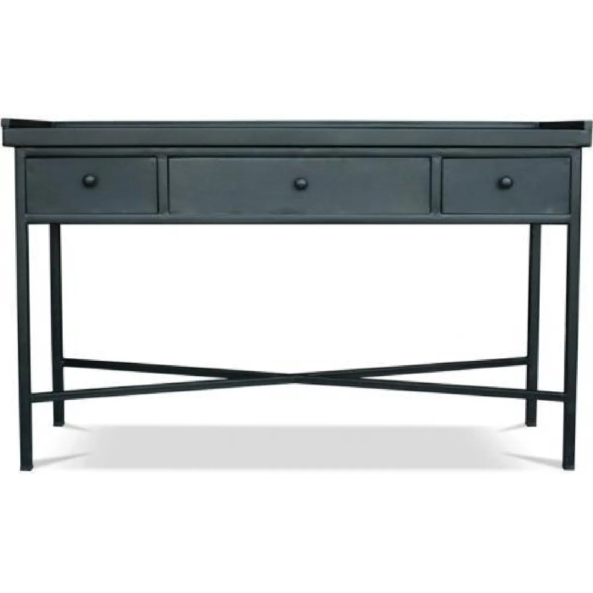 Console vintage industriel 3 tiroirs acier Noir