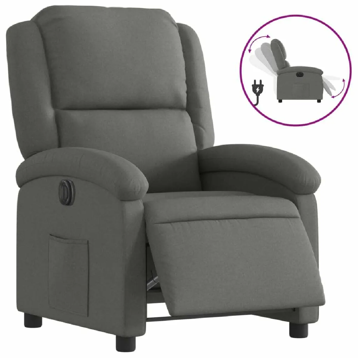 Fauteuil Relax pour salon, Fauteuil inclinable électrique Gris foncé Tissu -GKD51103