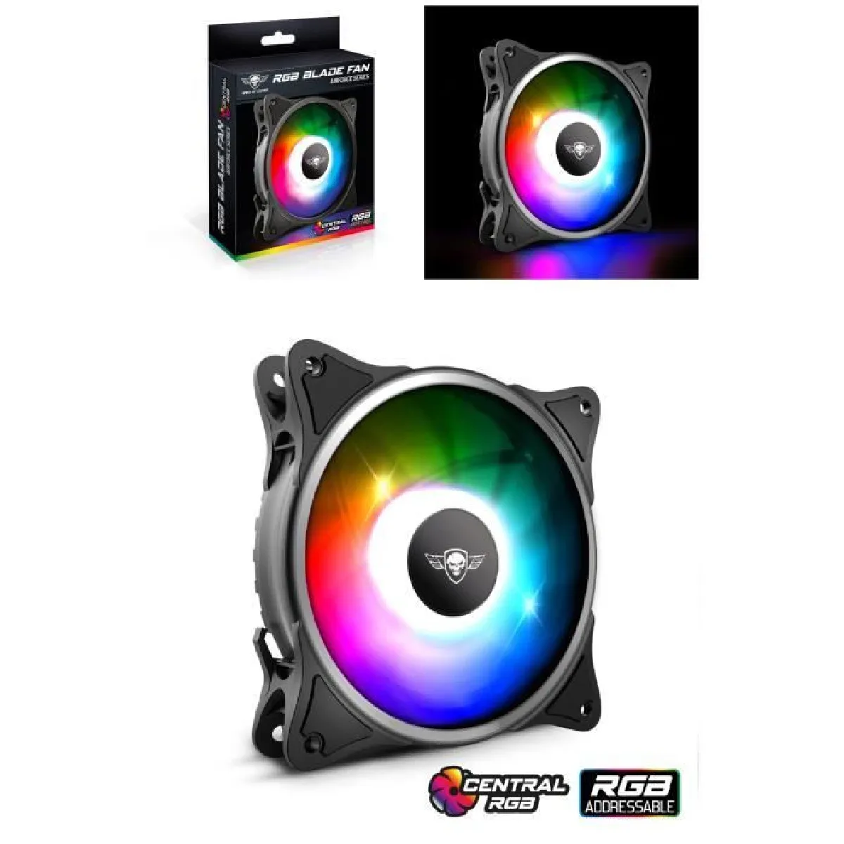 Ventilateur Gamer PC 12cm Noir – ARGB DUAL – Ultrasilencieux 14db Airforce series Ventilateur pour boitier PC 1200 RPM