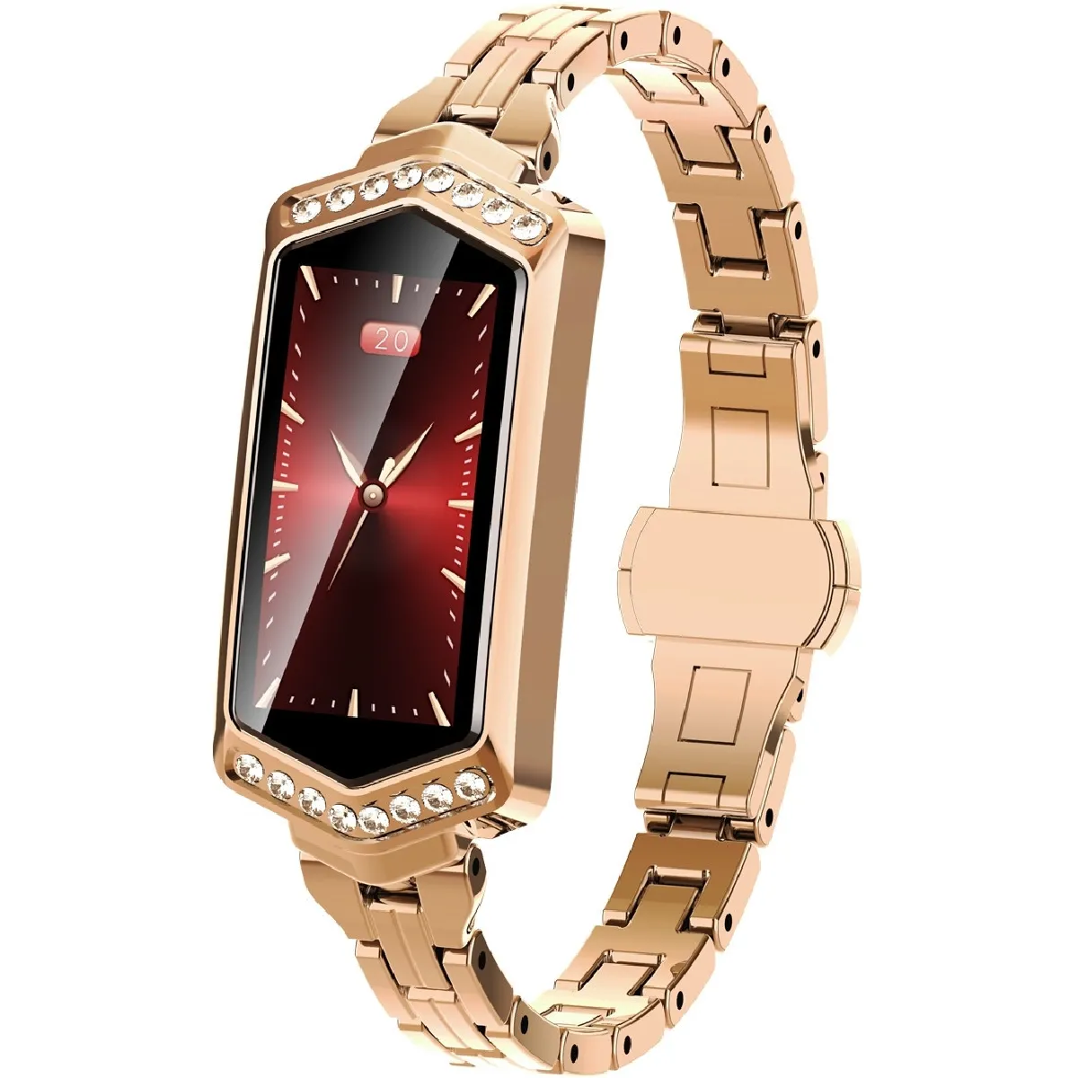 Bracelet connecté B78 0,96 pouces IPS écran couleur IP67 Étanche Smart Watch Braceletrappel de message de soutien / moniteur de fréquence cardiaque / Oxymètre / surveillance de la pression artérielle / du sommeil Rose Gold