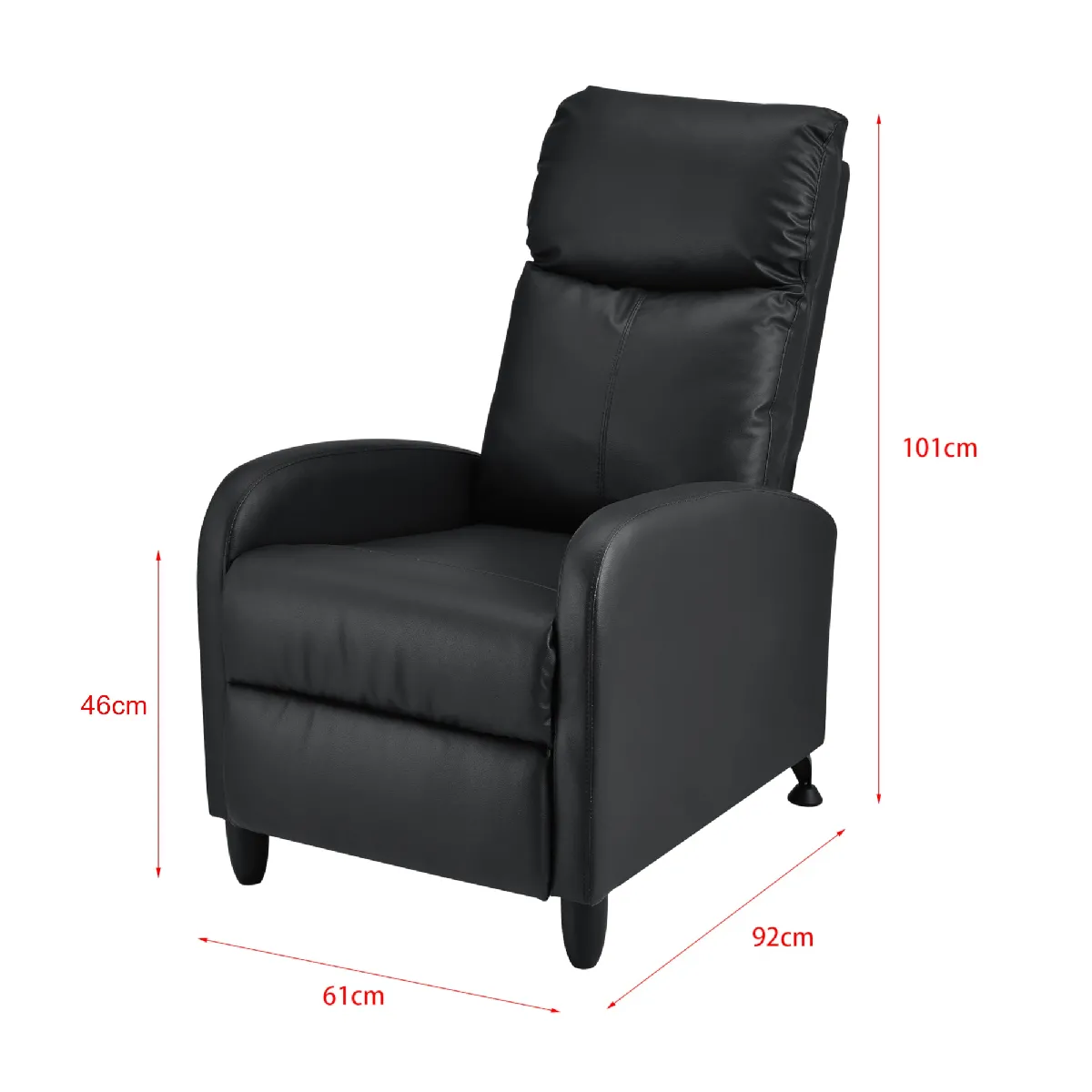 Fauteuil relaxant avec dossier inclinable et repose-pieds housse pu synthétique 102x60x92 cm noir 03_0005212