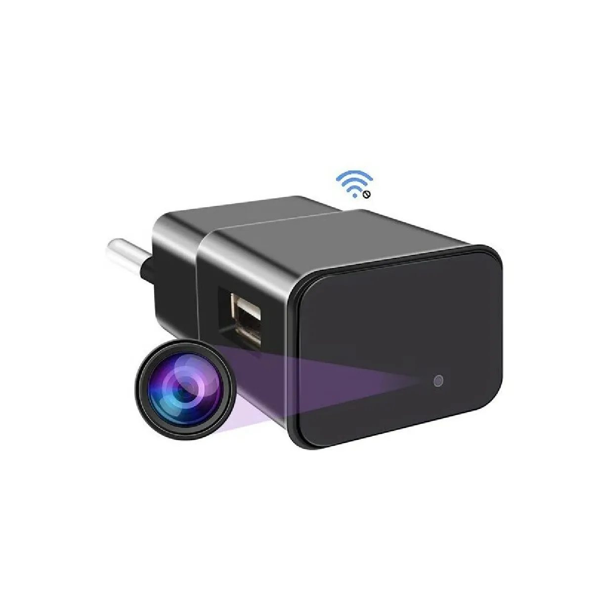 Mini caméra d'espionnage intelligente chargeur USB prise européenne, fonctionnement WIFI et DV, HD 1080P, surveillance de maison, carte micro SD 128GO