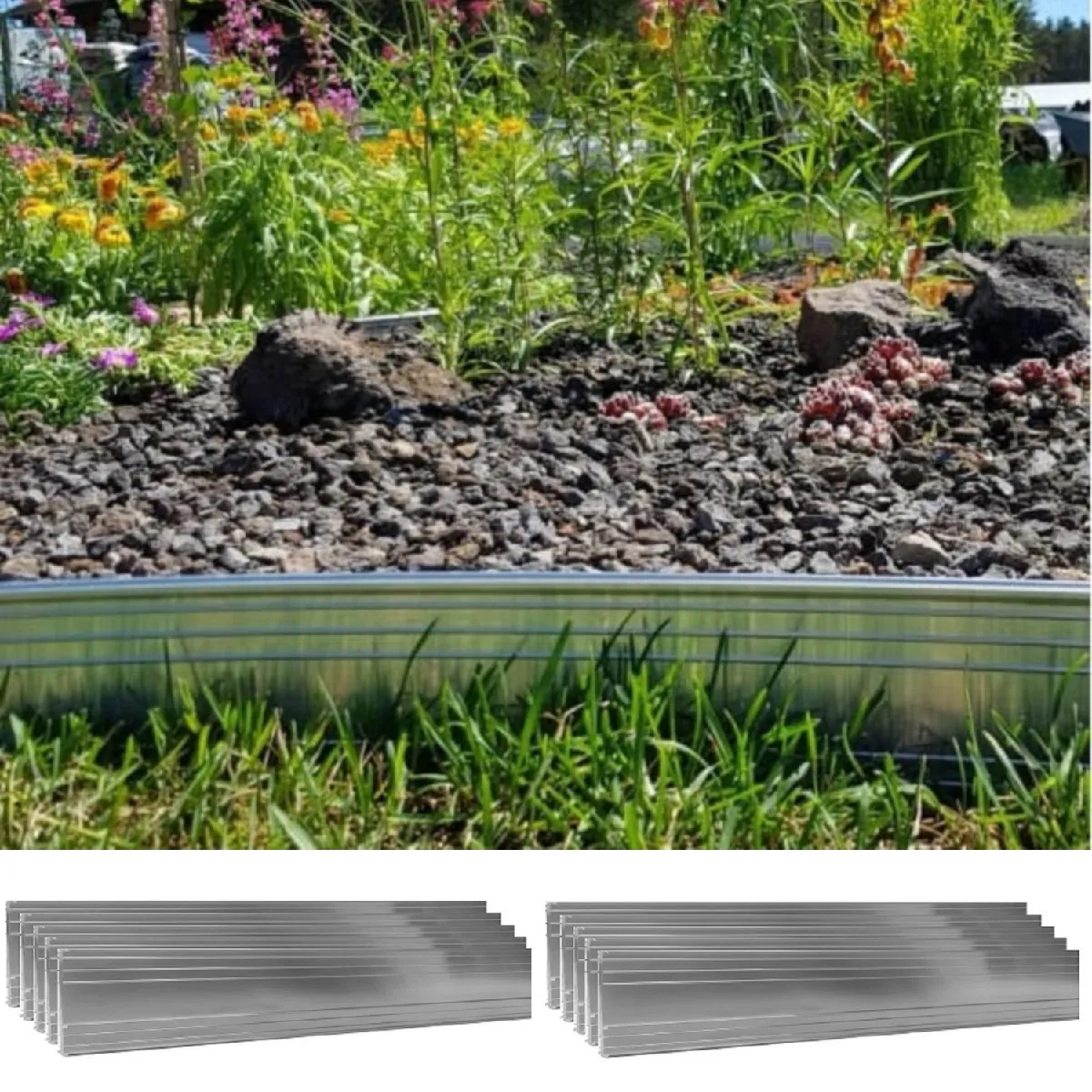 Jeu de 10 bordures de jardin en aluminium ultra solide 10cm x 2m (20m long) - Bordure Jardin - Bordure jardin metal