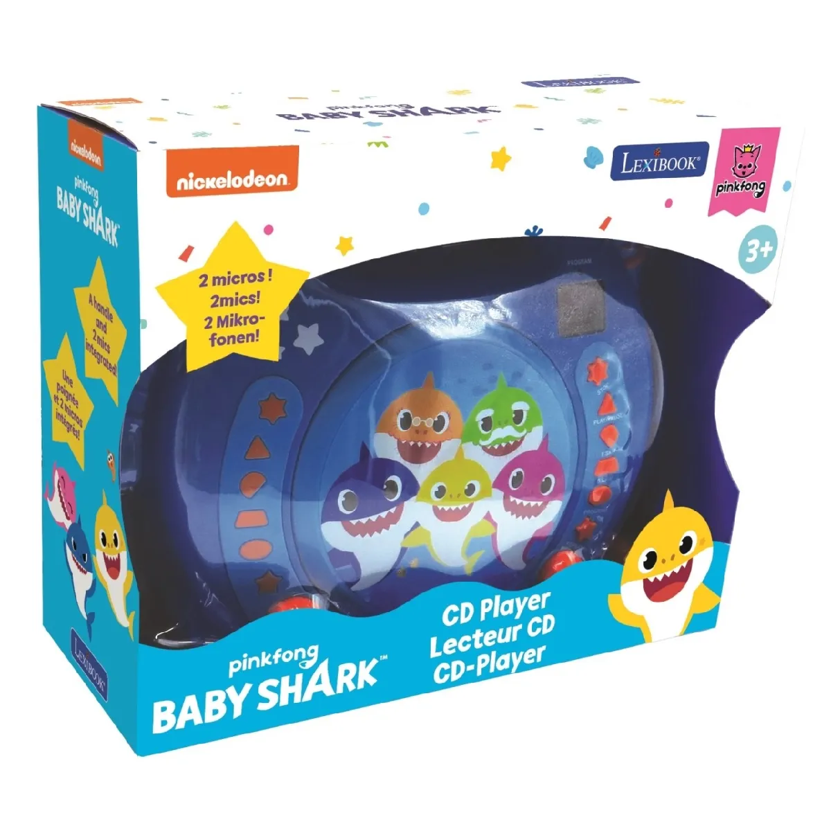 Lecteur CD portable avec 2 microphones Baby Shark