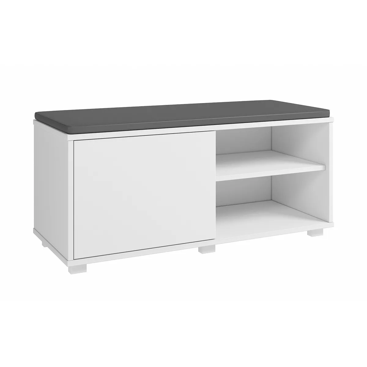 Etagère à chaussures, meuble à chaussures avec 1 porte coloris blanc - longueur 90 x profondeur 35 x hauteur 43 cm