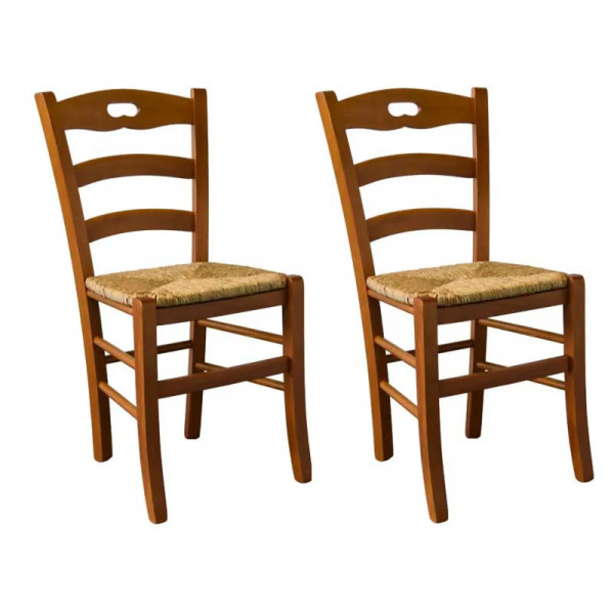 Lot de 2 chaises rustiques Chêne/Paille n°1 - PISA