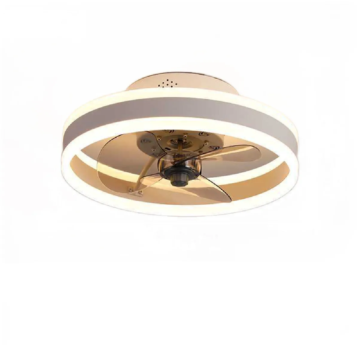 Ventilateur led plafonnier, 6 vitesses télécommandé chambre moderne 48w ventilateur plafonnier silencieux réglable petit ventilateur de plafond léger réglable, doré