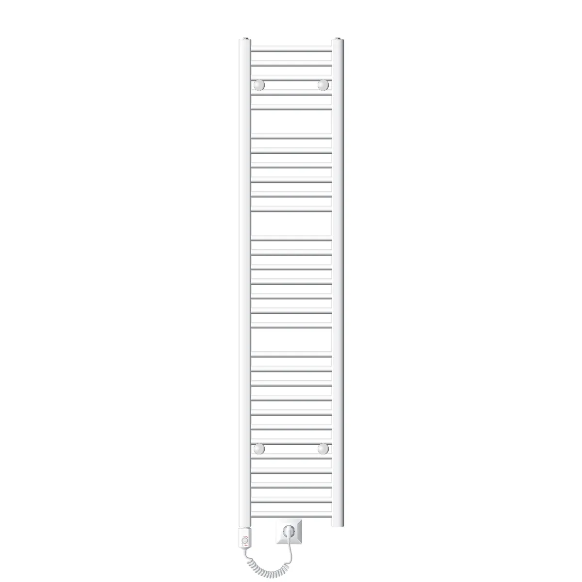 LuxeBath Radiateur électrique pour salle de bain Sahara 300x1800 mm Blanc raccord latéral droit & thermoplongeur 900W avec thermostat