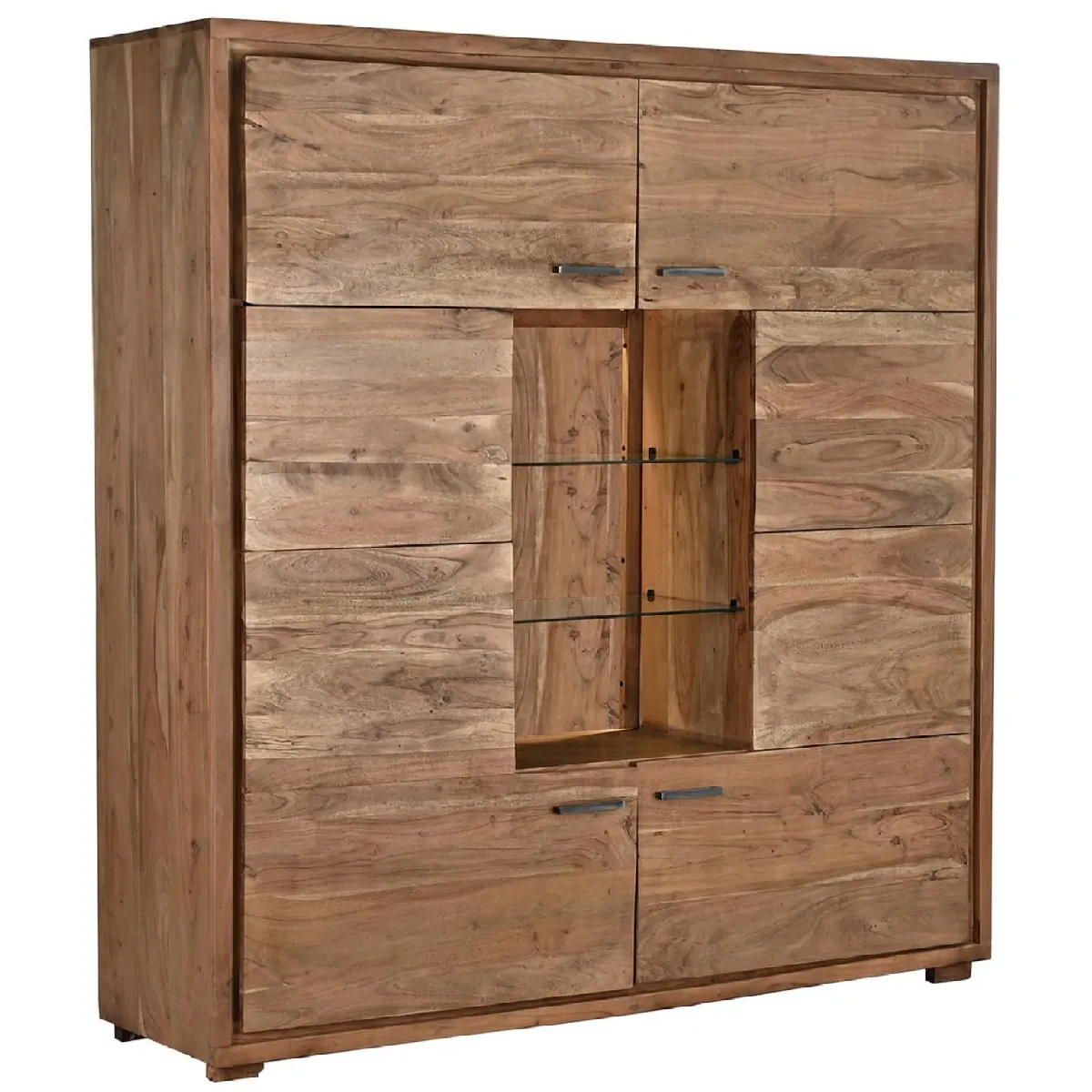 Armoire de rangement en bois d'acacia coloris marron - Longueur 145 x Profondeur 40 x Hauteur 153 cm