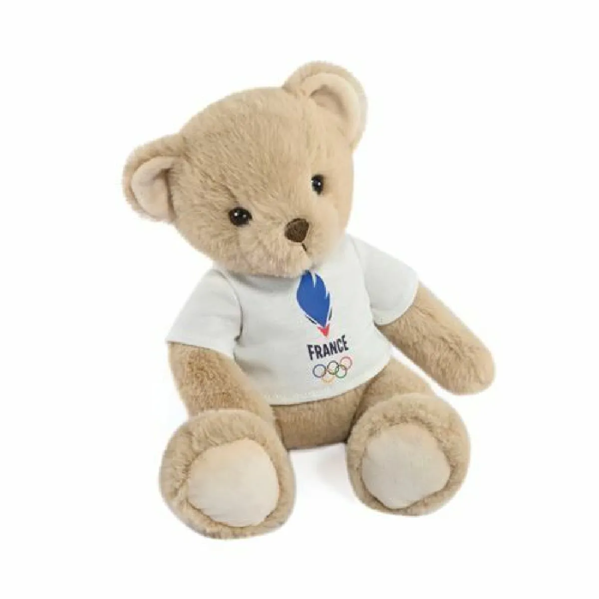 Doudou et Compagnie - Ours Equipe De France - Licence Officielle des Jeux Olympiques De Paris 2024 - Peluche - Dès la naissance - Pour Bébé - 30 cm - Beige - JO2458