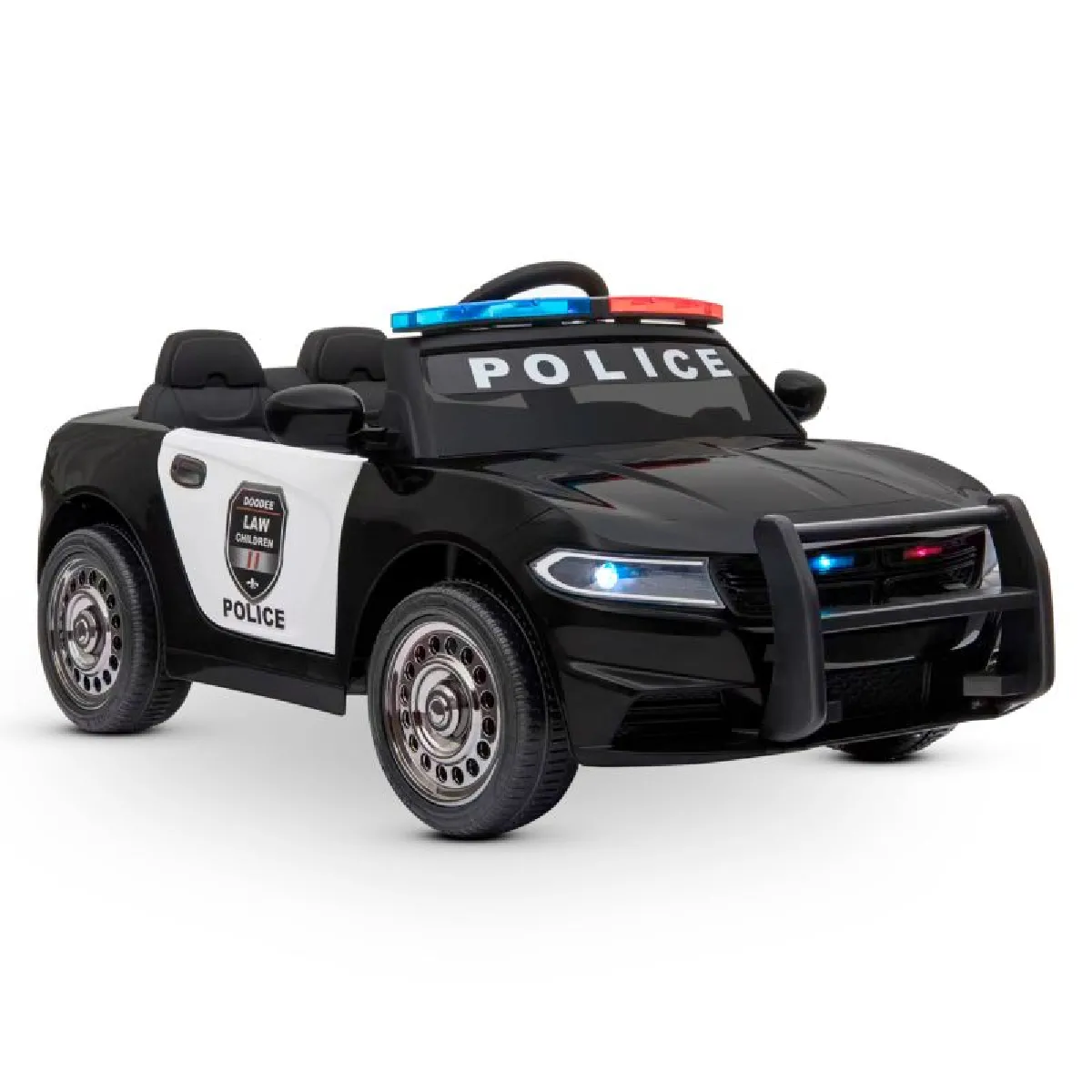 Voiture de police électrique 2x 30W - marche AV/AR, Gyrophares et Mégaphone