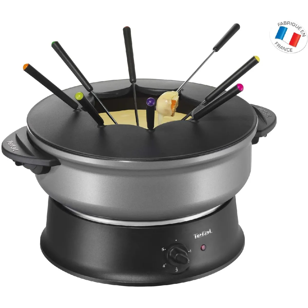 appareil à wok et Fondue pour 8 personnes 1200W noir gris