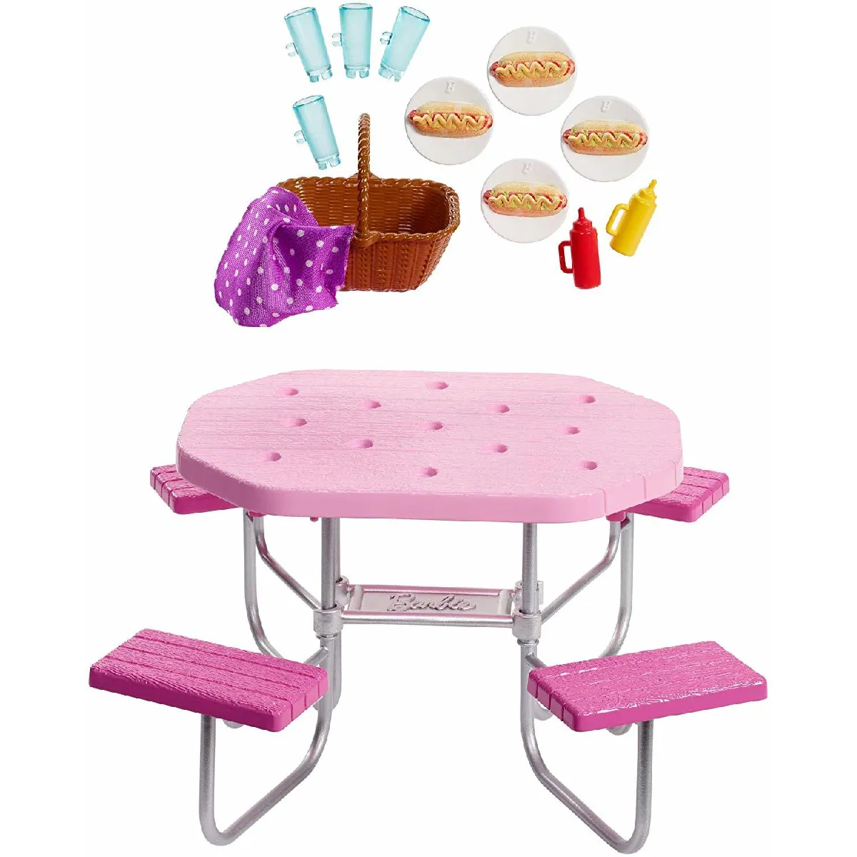 barbie-mobilier-coffret-d-exterieur-pour-poupee-table-de-pique-nique-rose-avec-sieges-ajustables-et-hot-dogs-pour-4-jouet-pour-enfant-fxg40-0887961690637