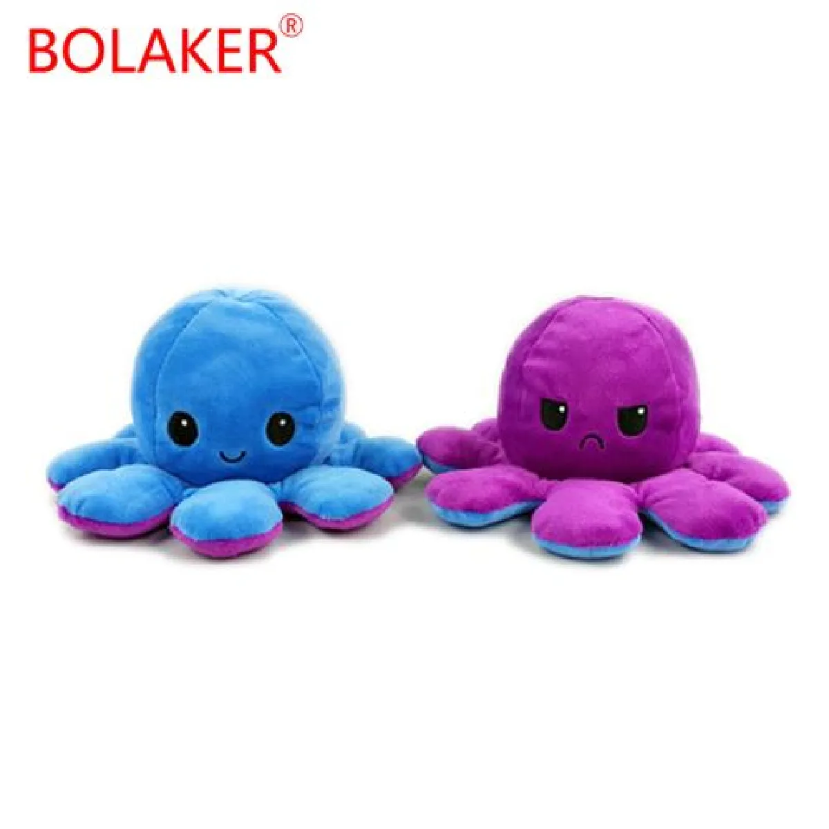 Jouet en peluche pieuvre réversible bleu foncé et violet BOLAKER®