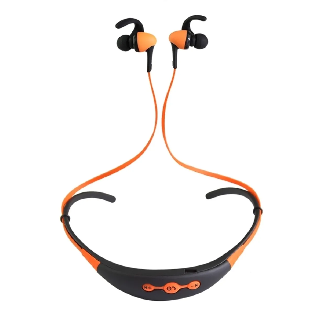 Ecouteur sport Bluetooth pour iPhone In-Ear Fil de commande sans écouteurs Sport Neckband avec micro et crochet d'oreille Soutien Handfree appel iPad Galaxy Huawei Xiaomi LG HTC Smartphone Orange